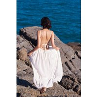 Linen Signature Back Tied Maxi Dress-Linen Long Dress With Bust Details & Back-Linen Classic Summer Bareback/Open | Etsy (US)