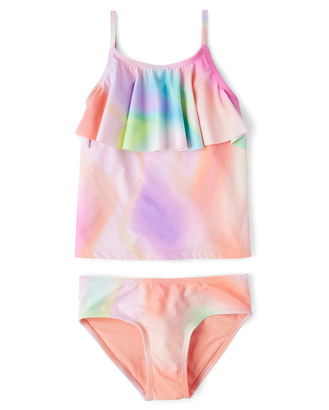 Tween Girls Rainbow Ruffle Tankini Swimsuit - pink | The Children's Place