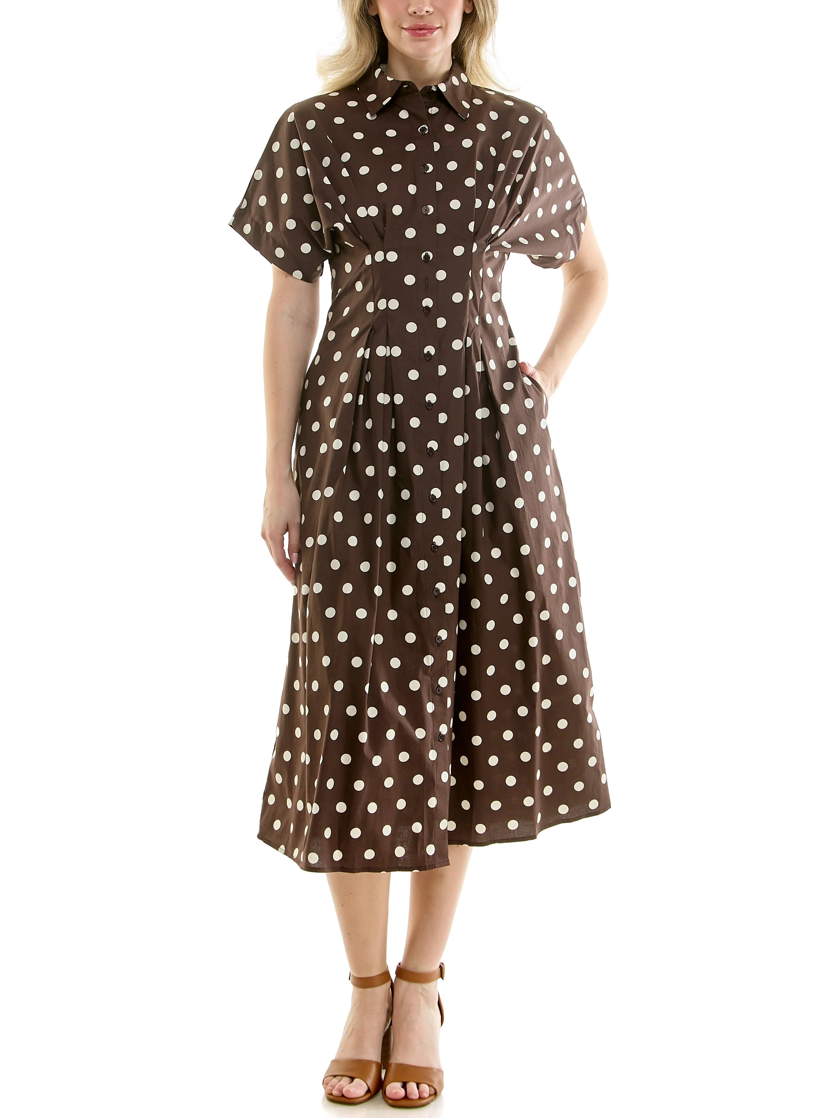 Nicole Miller Pintuck Waist Shirtdress, Sizes 4-16 | Walmart (US)