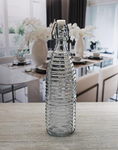 Circleware Spiral Embossed Glass Bottle with Locking Swing Top Lid Fun Party Home Entertainment Glas | Amazon (US)