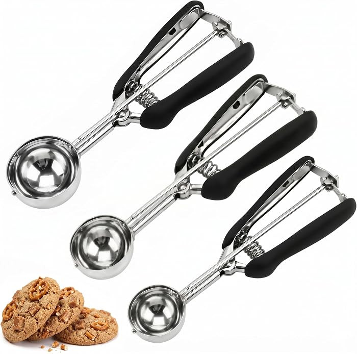 Cookie Scoop Set, 3Pcs Ice Cream Scoop, Cookie Scoops for Baking Set of 3, 18/8 Stainless Steel C... | Amazon (US)