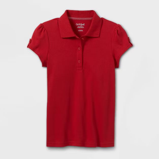 Girls' Short Sleeve Interlock Uniform Polo Shirt - Cat & Jack™ Red | Target