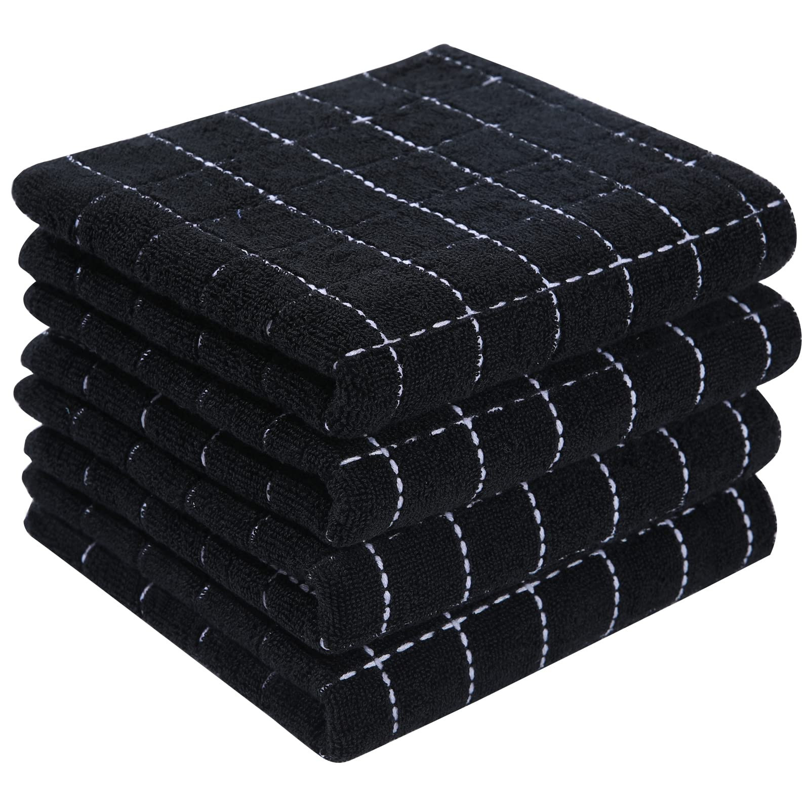 Homaxy 100% Cotton Terry Kitchen Towels(Black, 13 x 28 inches), Checkered Designed, Soft and Supe... | Amazon (US)