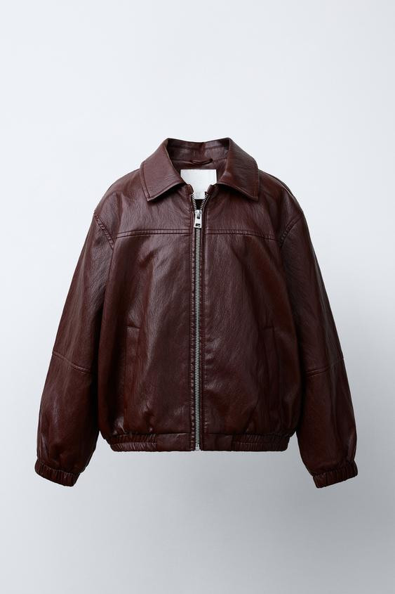 FAUX LEATHER BOMBER JACKET | Zara US