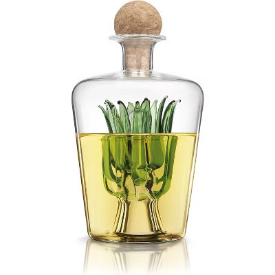 Final Touch Agave Decanter - 850ml Handmade Bottle with Natural Cork Stopper and Wide Spout for Smooth Pouring - Inspired by Agave Plant | Target