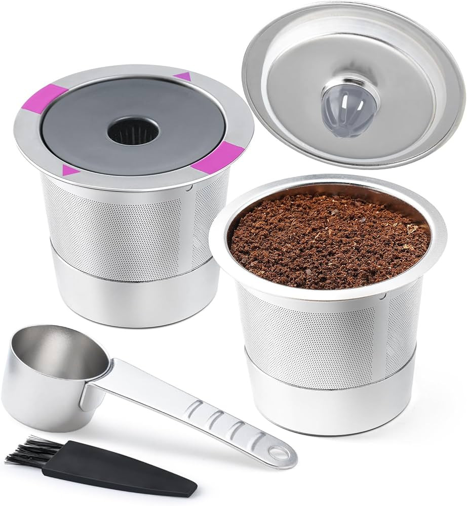 2 Pack Stianless Steel Reusable K Cup Coffee Pods Compatible for K eurig 1.0 & 2.0 Coffee Maker R... | Amazon (US)