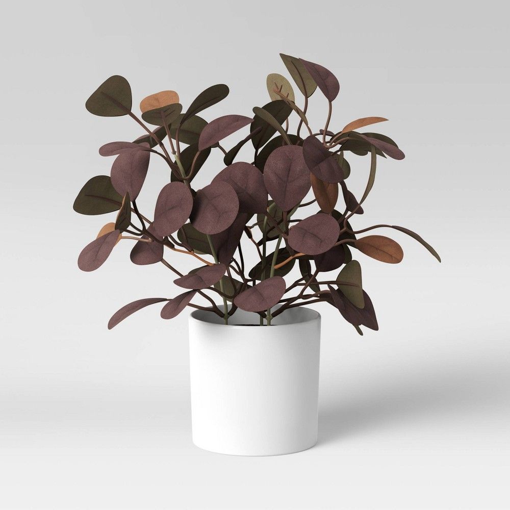 8.5"" x 7.5"" Artificial Purple/Brown Leaf Plant Arrangement in Pot - Threshold | Target