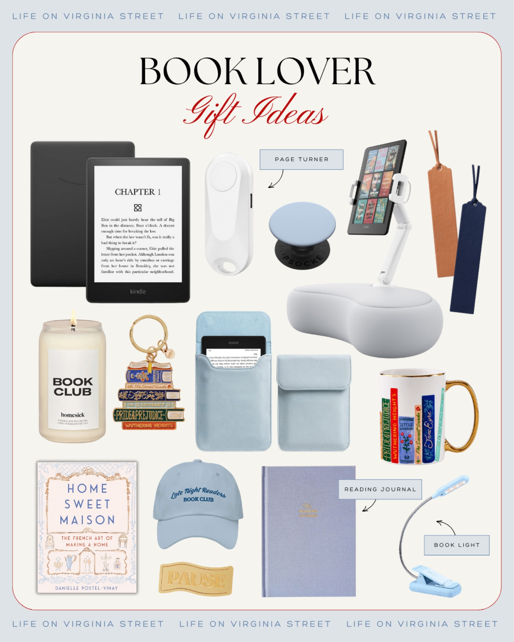 Chic and unique gift ideas for the book lover in your life! Includes my favorite paperwhite Kindle e-reader, a page turner, tablet holder, leather bookmarks, a book lovers candle, cute book club hats, reading journals, book lights, and more! #ltkgiftguide #ltkholiday #ltkcyberweek #ltkfindsunder50 #ltkfindsunder100 #ltksalealert #ltkseasonal #ltkfamily #ltkover40 #ltkhome 

 

#LTKGiftGuide #LTKHoliday #LTKFindsUnder50
