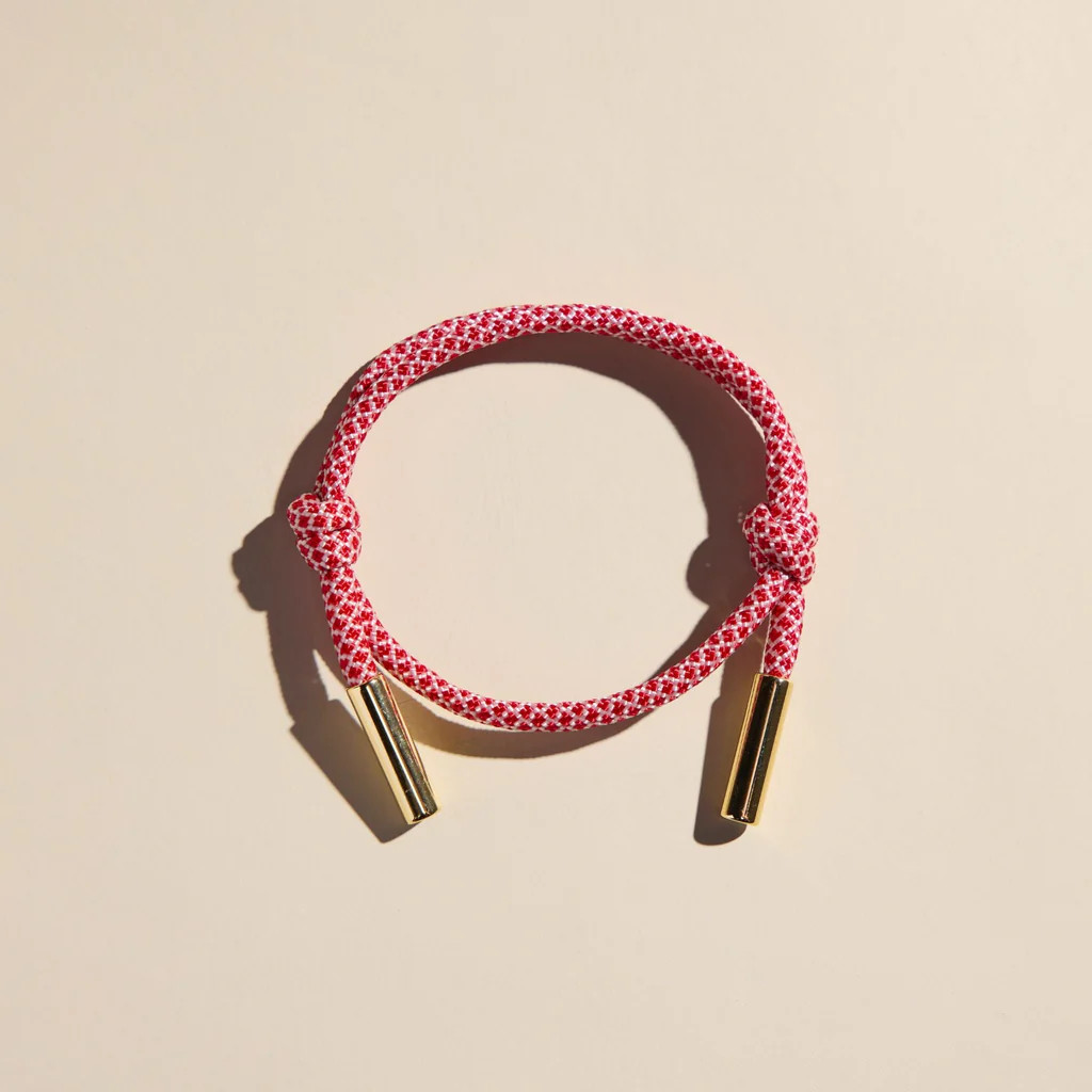 Red & White Cord Bracelet | Nickel and Suede