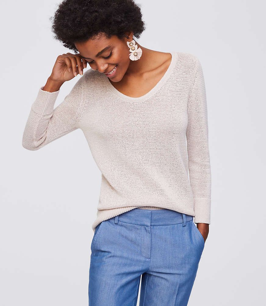 Textural V-Neck Sweater | LOFT