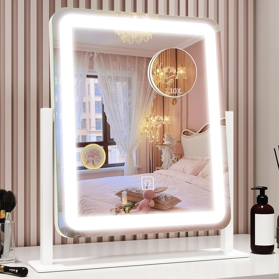 ROLOVE Vanity Mirror with Lights, 12.6"x15" LED Makeup Mirror with Lights, Smart Touch Control 3 ... | Amazon (US)