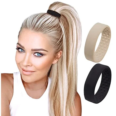 PONY-O 2 Pack Black and Dark Blonde Original Patented Hair Accessory Ponytail Holder Hair Tie Altern | Walmart (US)
