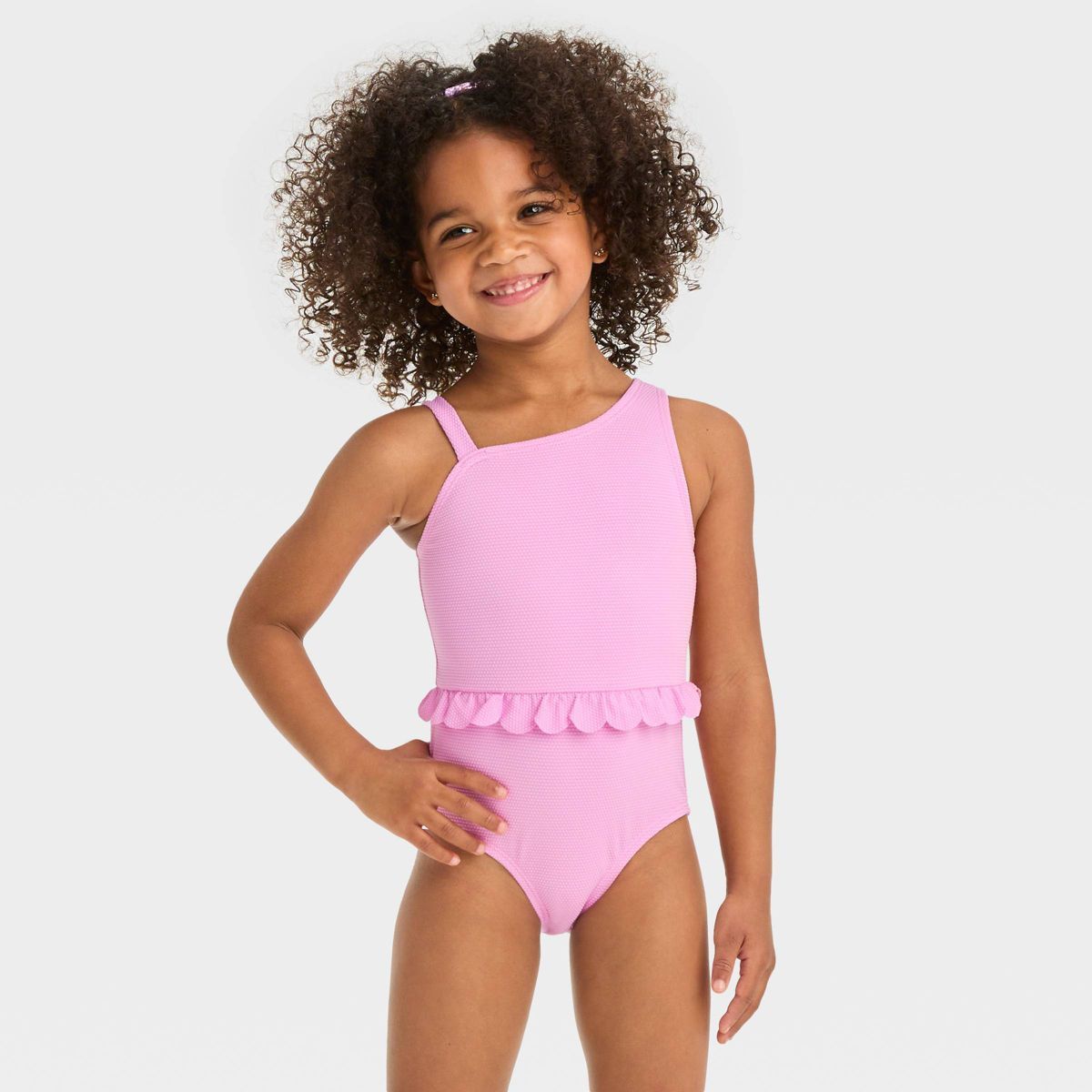Toddler Girls' Textured Solid One Piece Swimsuit - Cat & Jack™ Purple 3T | Target