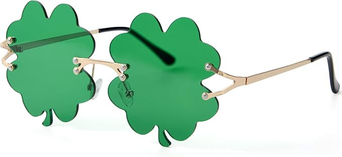JOYIN St. Patricks Day Four Leaf Shamrock Sunglass, Metal Frame Shamrock Glasses Clover Eyewear, ... | Amazon (US)