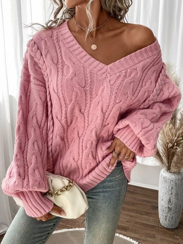 Cable Knit Drop Shoulder Sweater
   SKU: sw2208262223722242   New     US$37.00        US$35.15   ... | SHEIN