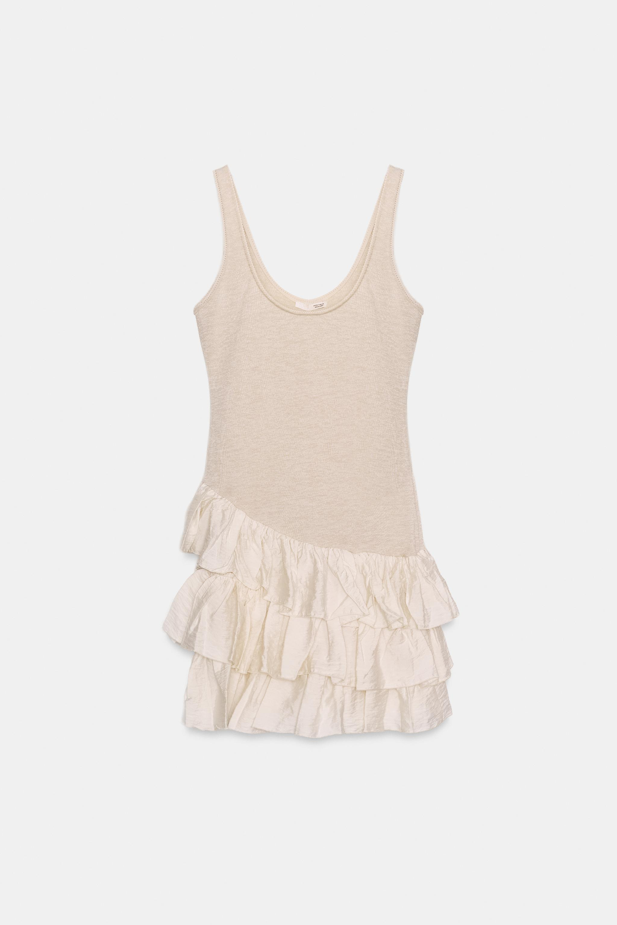 SHORT COMBINATION RUFFLE DRESS | Zara US