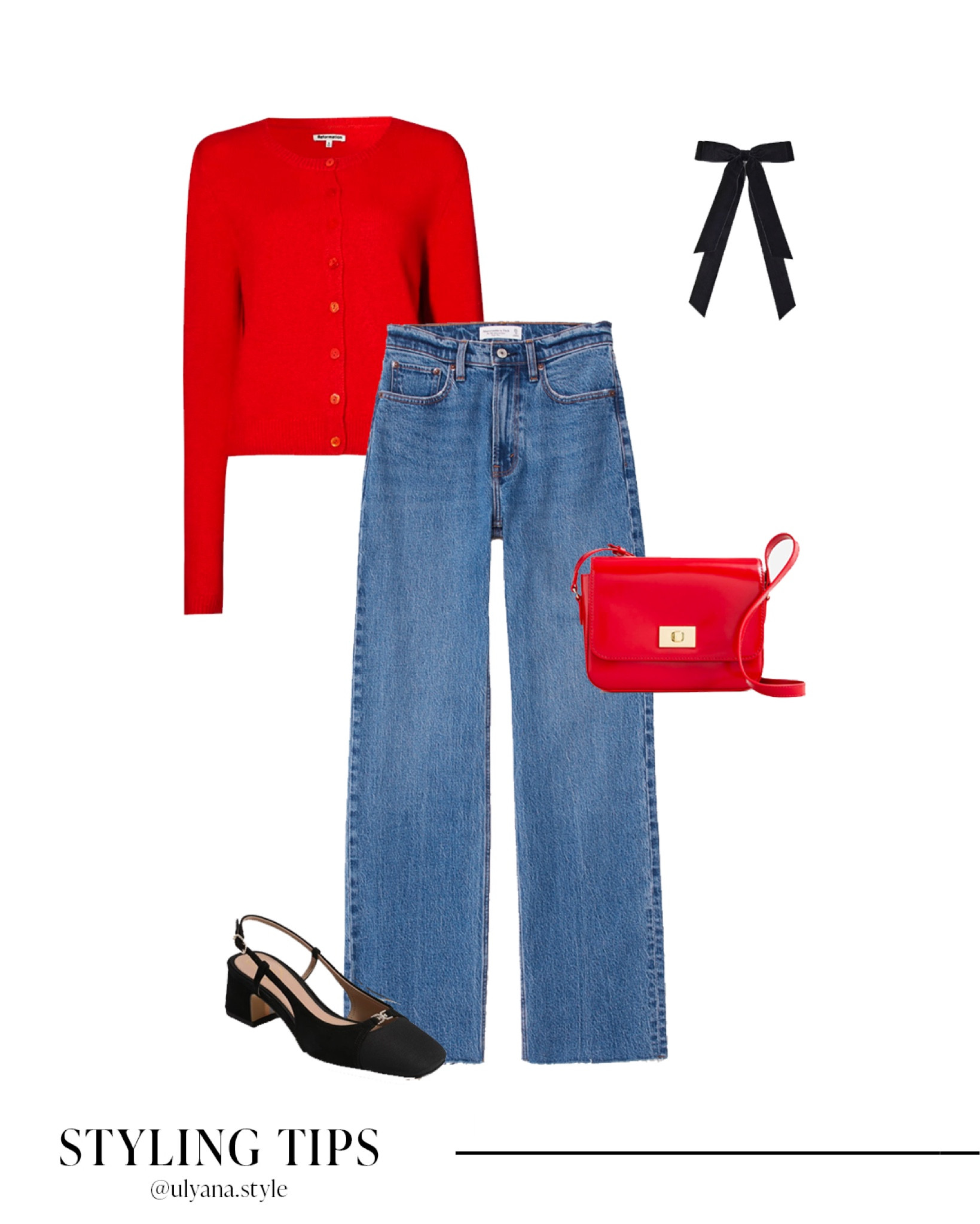 A cropped cardigan paired with straight leg jeans, slingback pumps, a handbag, and a hair bow makes a cute holiday outfit. 
.
.
.
.
.
.
Winter outfit | holiday party outfit | holiday outfits | cardigan outfits | red cardigan | cardigan sweaters | cardigan dressy | button cardigan | cropped cardigan | Christmas cardigan | holiday cardigan | knit cardigan |  jeans outfit | jeans and sweater | Abercrombie jeans | straight leg jeans | high waisted jeans | black pumps | black heels | holiday heels | slingback heels | handbags | trending bags | hair bow | winter fashion | winter shoes | outfit ideas | outfit inspo | old money style


Sale #LTKFind #LTKunder50 #LTKunder100 #LTKsalealert #LTKfindsunder50 #LTKfindsunder100 #LTKstyletip #LTKworkwear #LTKtravel #LTKshoecrush #LTKitbag 

#LTKCyberWeek #LTKGiftGuide #LTKSeasonal #LTKHoliday #LTKU