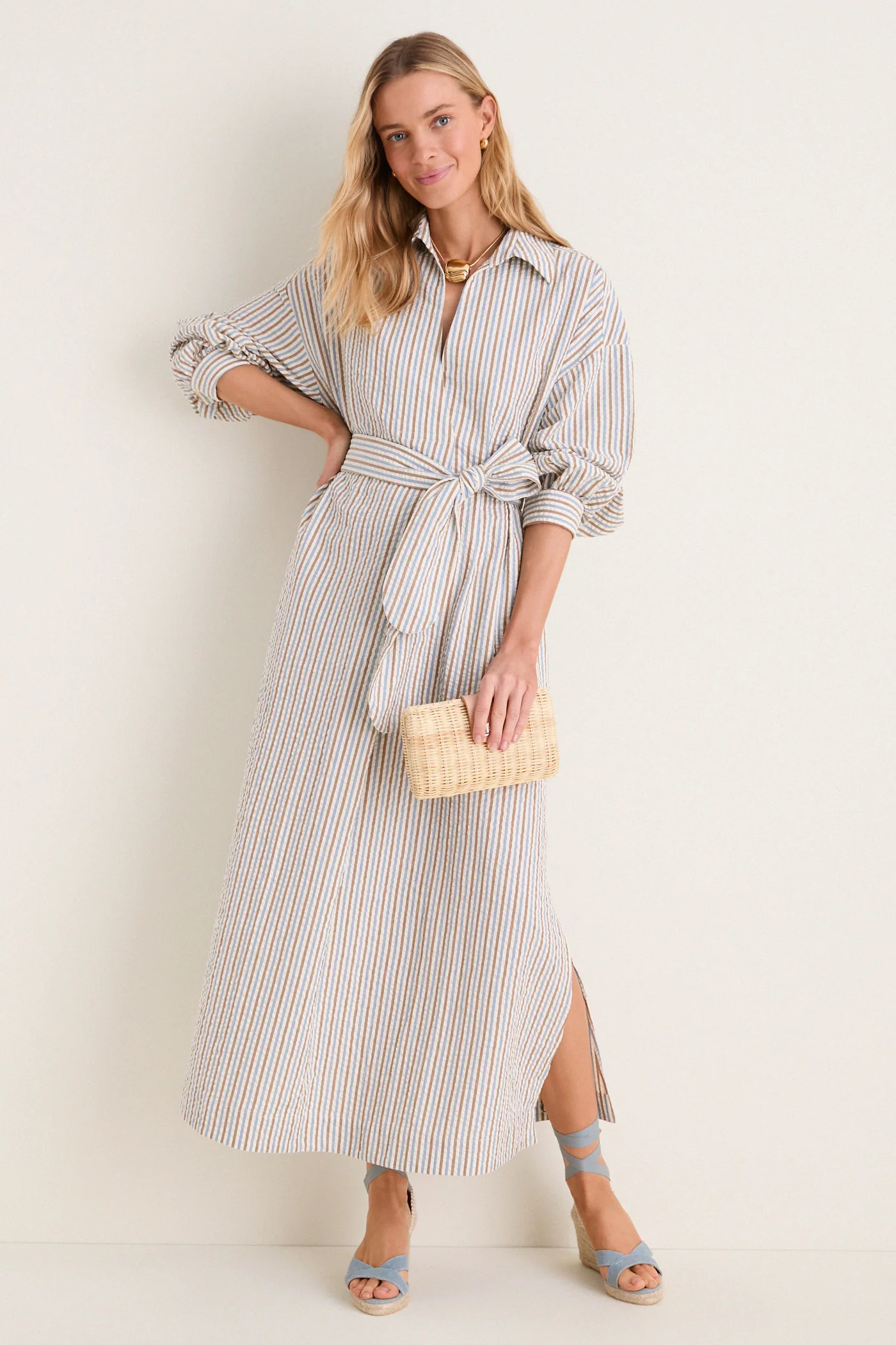 Multi Seersucker Annette Maxi Shirt Dress | Tuckernuck (US)