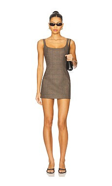 Ceren Ocak Mini Dress in Brown Tartan from Revolve.com | Revolve Clothing (Global)