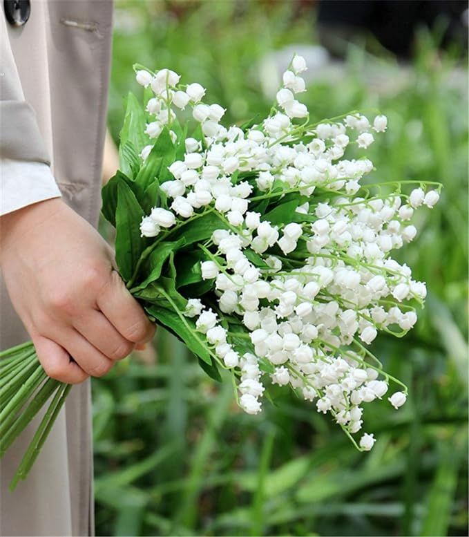 12Pcs Artificial Lily of The Valley Stems Convallaria Majalis Flower for Wedding Bouquet | Amazon (US)
