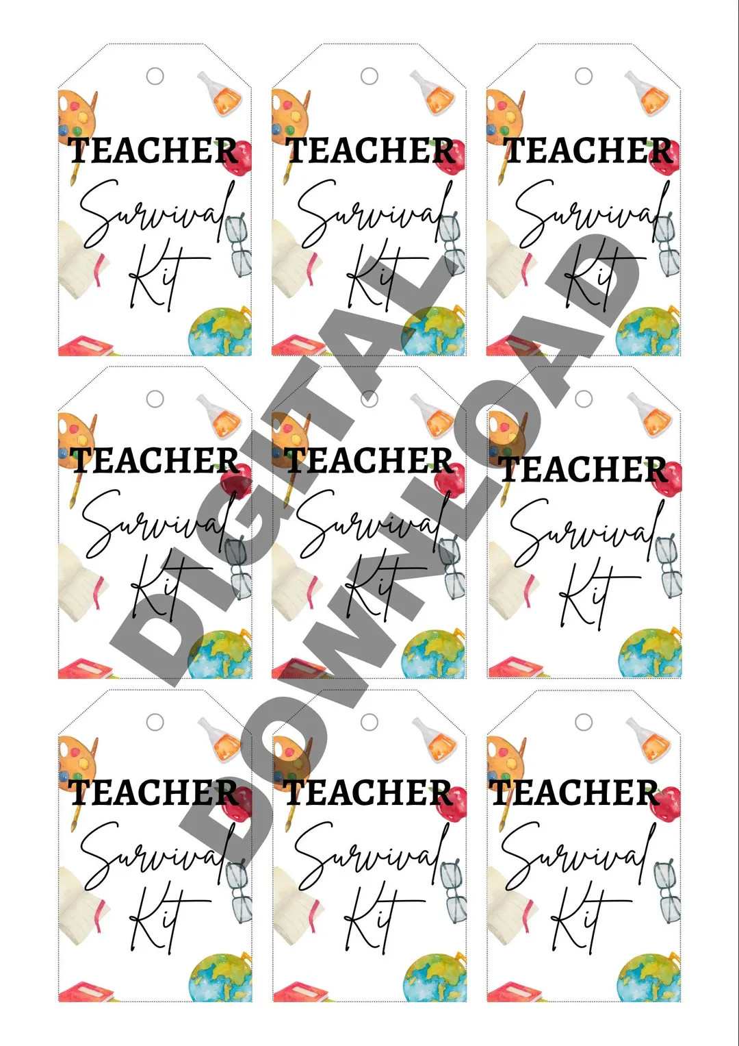 Teacher Survival Kit Gift Tags + Teacher Note Cards - Etsy | Etsy (US)