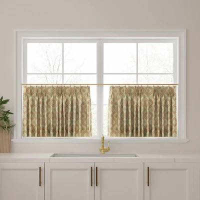 Sabrina Ramkhelawan Canyon Grove Cotton Print Cafe Curtains - Terracotta Cream SR-A1 | TWOPAGES
