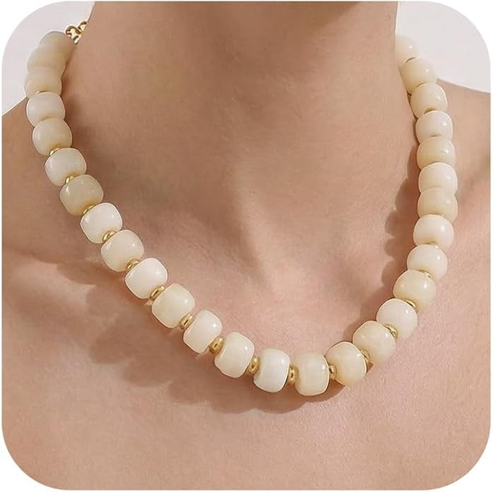 Resin Beads Necklace for Women Chunky Choker Necklaces Boho Colorful Acrylic Beaded Choker Neckla... | Amazon (US)