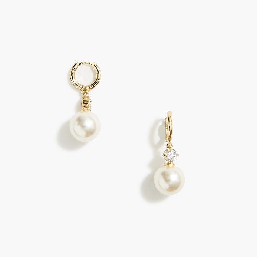 Pearl huggies hoop earrings | J.Crew Factory