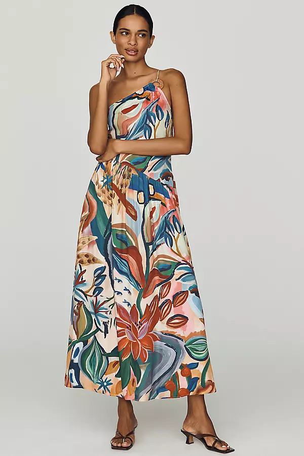 Farm Rio x Anthropologie One-Shoulder Midi Dress | Anthropologie (US)