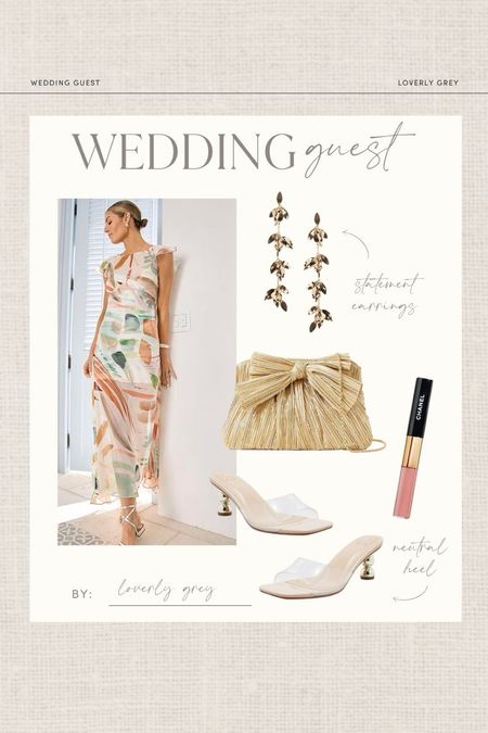 Summer wedding guest outfit idea. This sheer overlay dress and neutral heels are perfect for destination wedding. Loverly Grey, wedding guest 

#LTKStyleTip #LTKSeasonal #LTKWedding