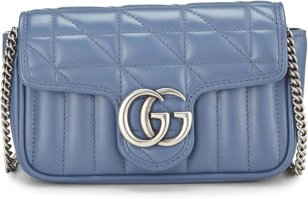 Amazon.com: Gucci, Pre-Loved Blue Leather GG Marmont Crossbody Super Mini, Blue : Luxury Stores | Amazon (US)