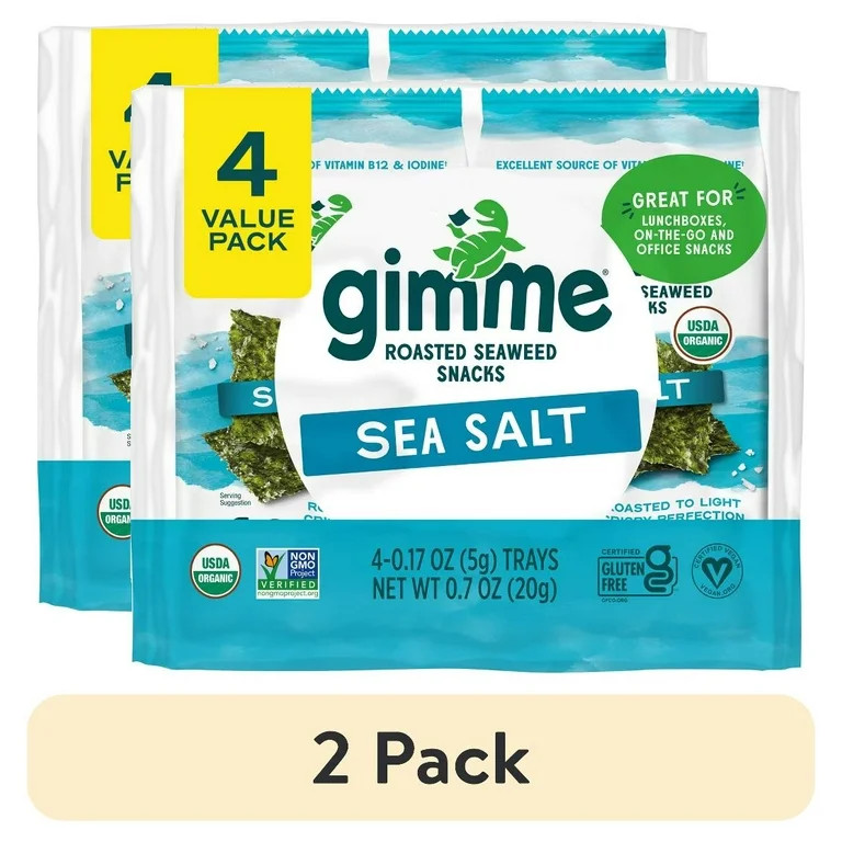 (2 pack) Gimme Organic Roasted Seaweed Snacks with Sea Salt, 4 Pack, 5g, Crispy Texture, Eco-Frie... | Walmart (US)