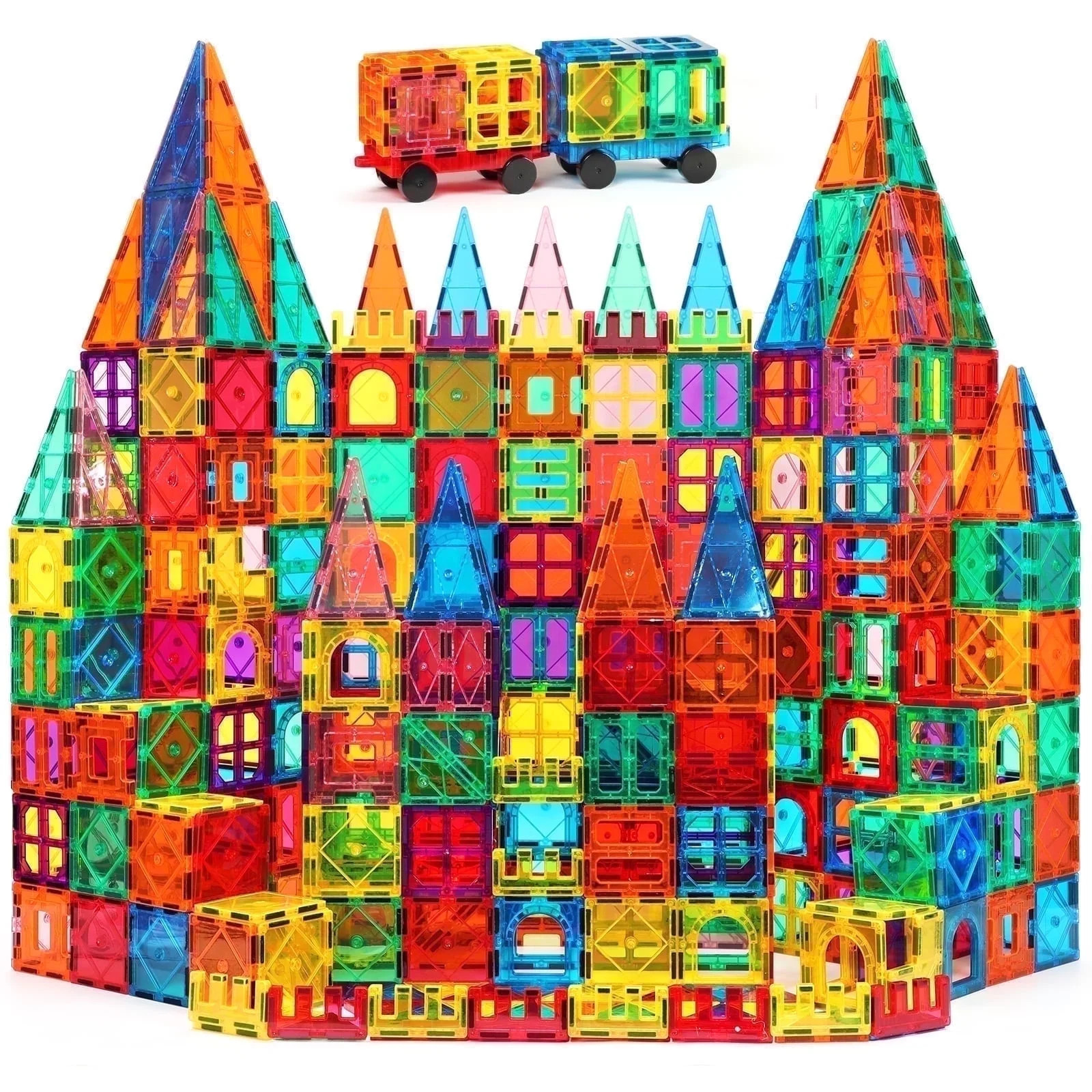 100 Pcs Magnetic Tiles Building Blocks with 2 Cars, STEM Toys 3D Building Sets Gifts for Boys and... | Walmart (US)