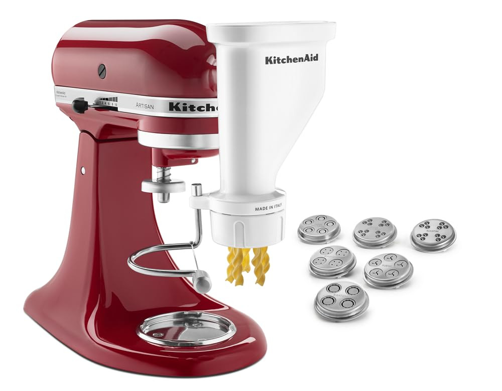KitchenAid Ksmpexta Gourmet Pasta Press Attachment with 6 Interchangeable Pasta Plates, White | Amazon (US)