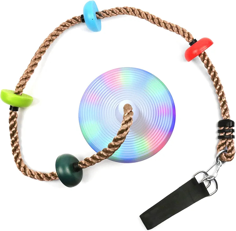 LED Disc Swing Seat Climbing Rope with Platforms Swing Set Outdoor Backyard Playground Accessorie... | Amazon (US)