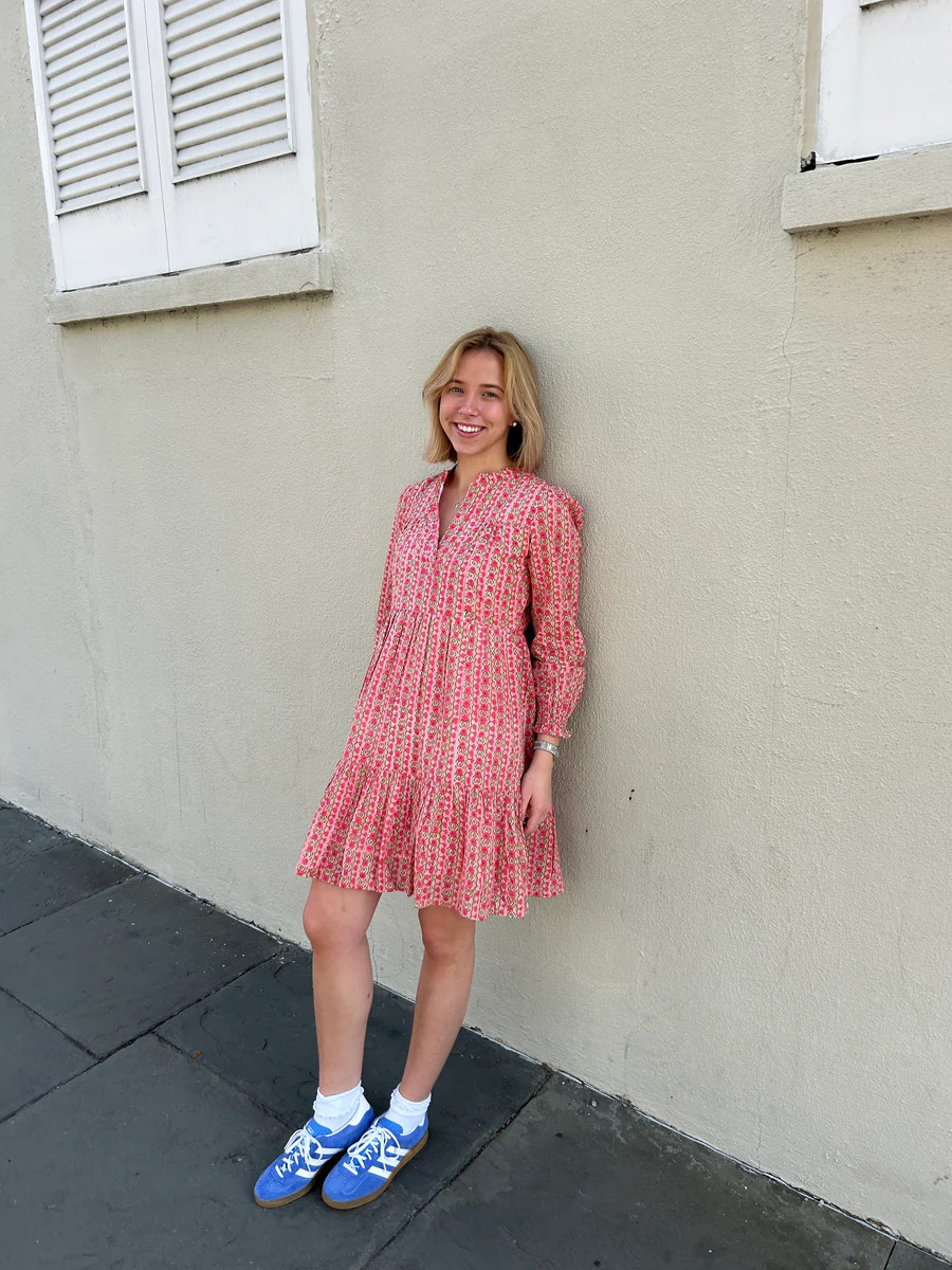 Folly Mini Dress Pink Garden Stripe | Madison Mathews