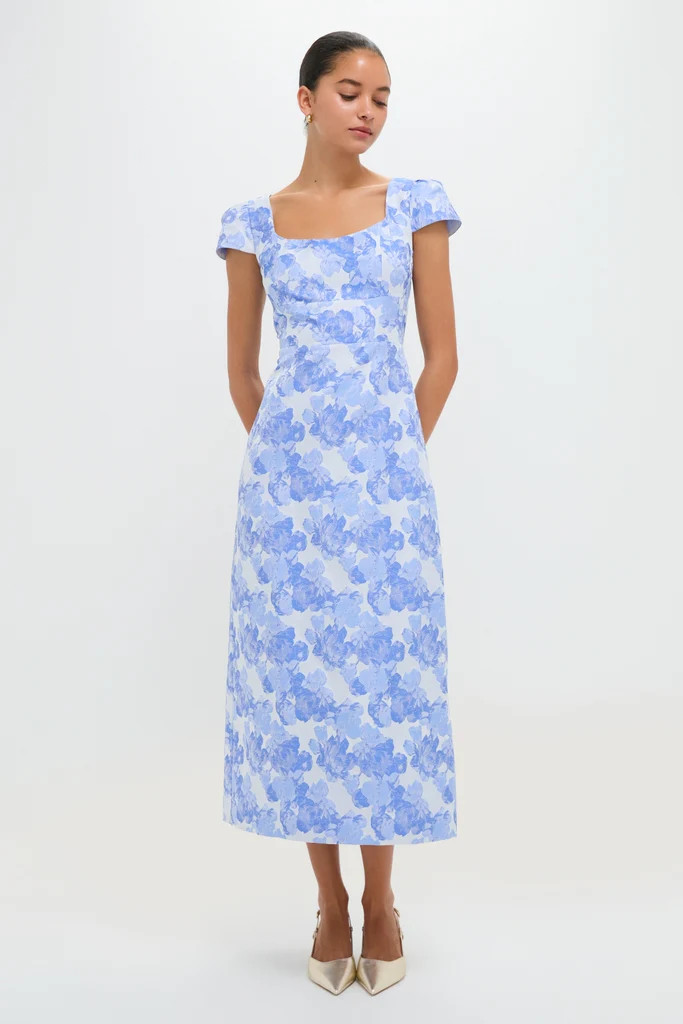 Pale Blue Jacquard Archibald Maxi Dress | Tuckernuck (US)