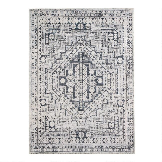 Black and Ivory Persian Style Washable Area Rug | World Market