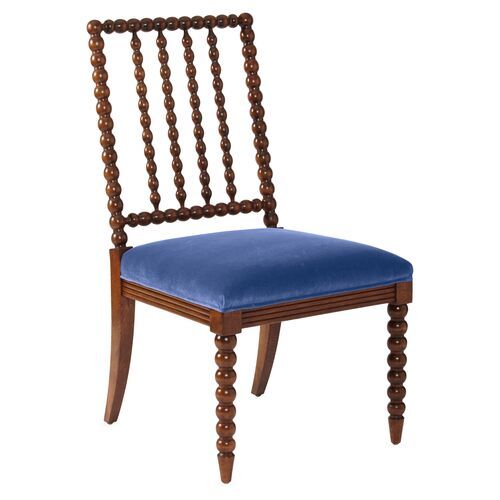 Barton Spindle Side Chair, Teal Velvet | One Kings Lane