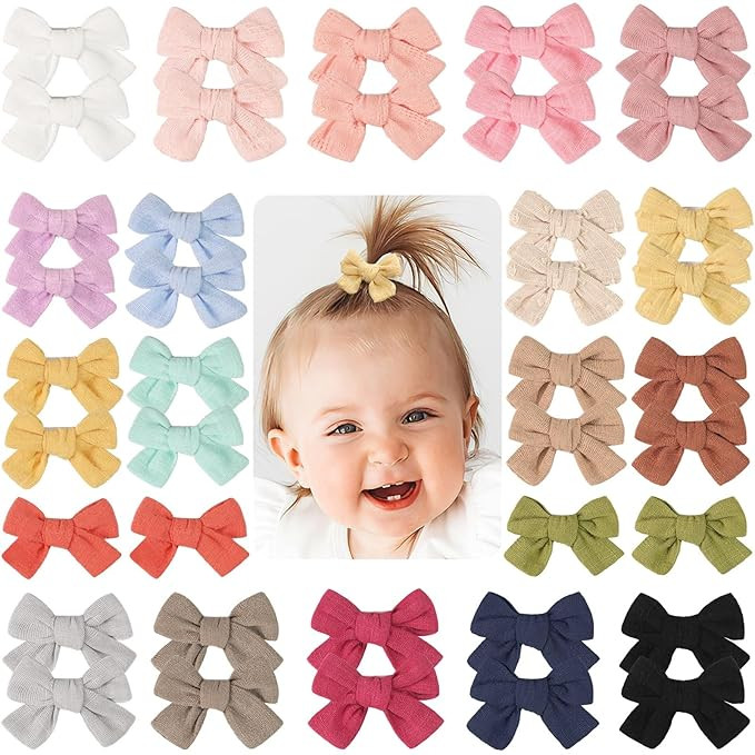 JOYOYO Baby Bows Clips in 20 Colors,Cotton Linen Fabric Hair Bows Alligator Hair Clips Barrettes ... | Amazon (US)