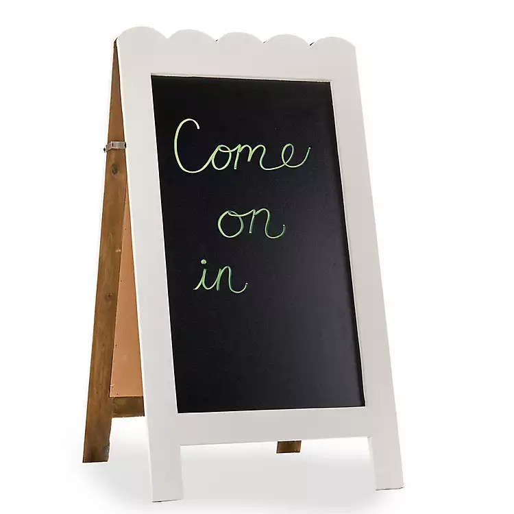 New! White Scalloped Top Easel Chalkboard | Kirklands