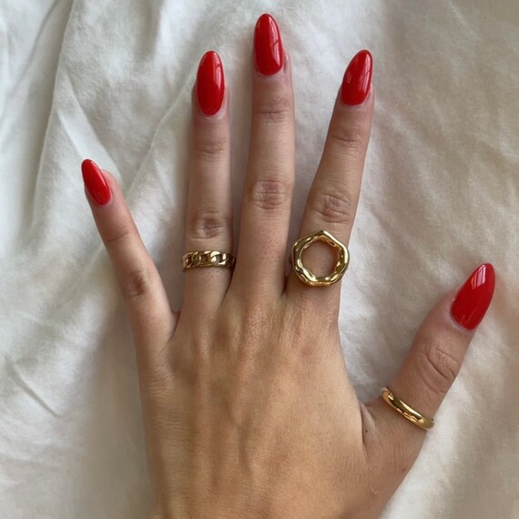 Irregular Open Circle Gold Ring  Gold Textured Ring | Etsy | Etsy (US)