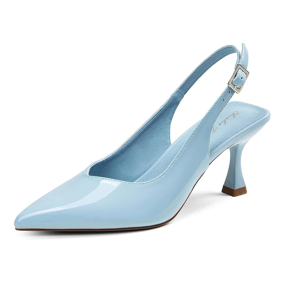 Elisabet Tang Women's Kitten Heel Slingback Low Pumps 3 Inches Stiletto Pointed Closed Toe Elegan... | Amazon (US)