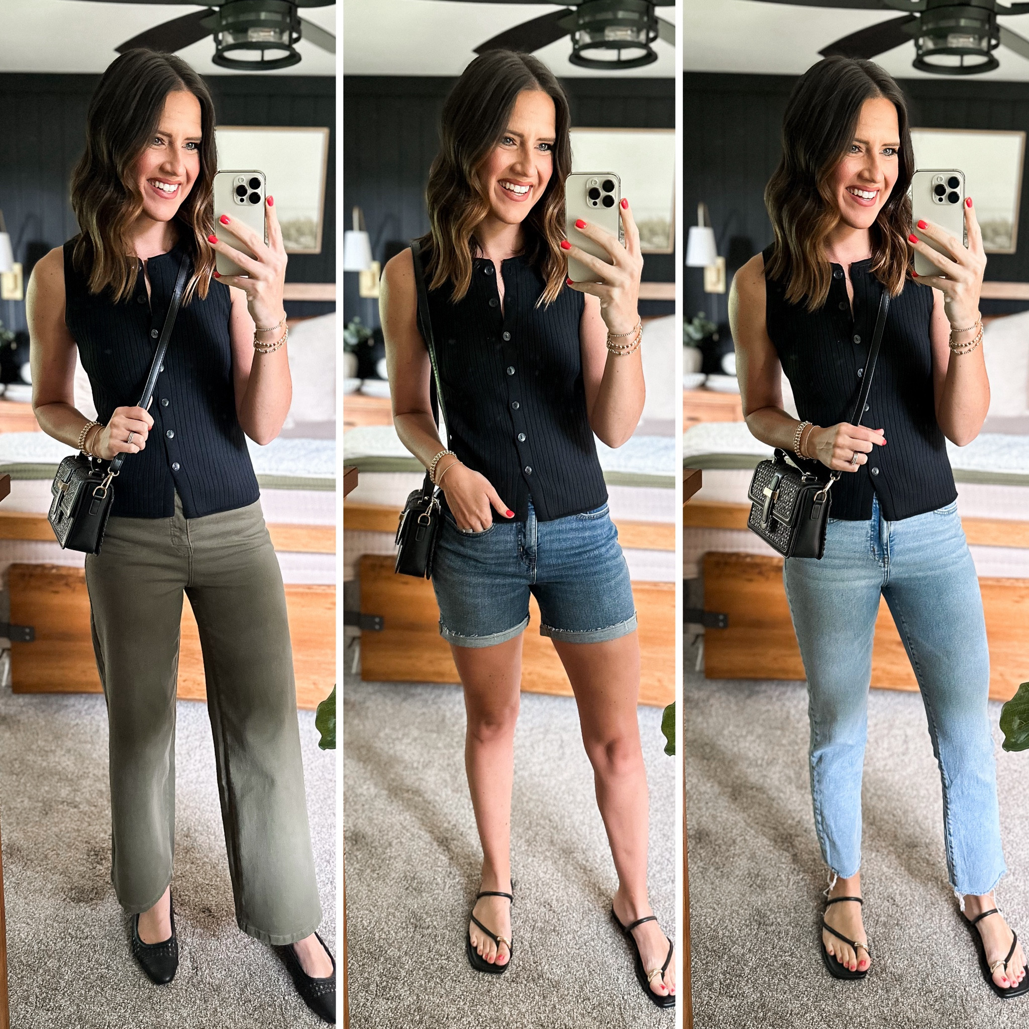 Summer Capsule Wardrobe - Button Front Tank 

Tank - small
Green pants - 26 
Shorts - size down, I’m in a 25
Jeans - 26 long 


#LTKFindsUnder50 #LTKFindsUnder100 #LTKStyleTip
