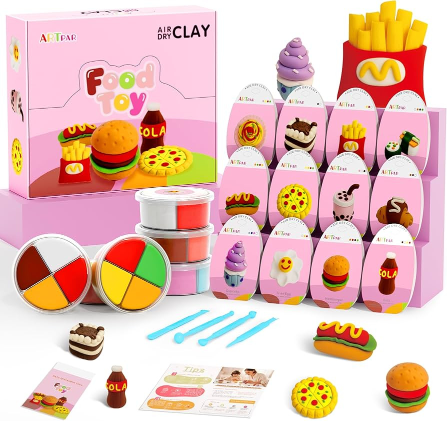 ARTPAR Air Dry Clay Kit for Kids,12 Box Mini Food Modeling Magic Clay Sculpting Set,Safe Non-Stic... | Amazon (US)