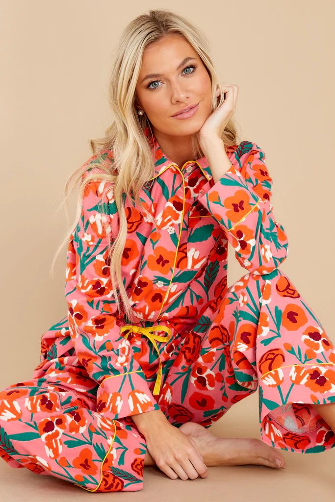 Leisure Pink Las Flores Long Sleeve Shirt | Red Dress 