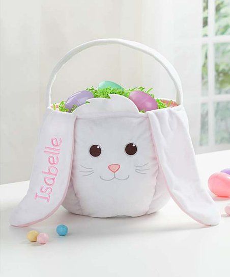 White Bunny Personalized Easter Basket | Zulily