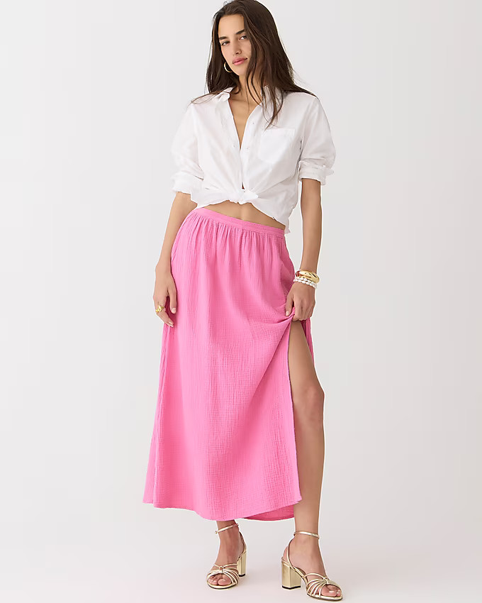 Side-slit soft gauze maxi skirt | J. Crew US