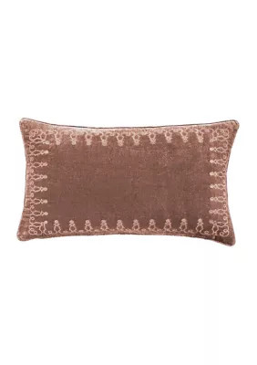 HiEnd Accents Stella Faux Silk Velvet Embroidered Lumbar Pillow | Belk