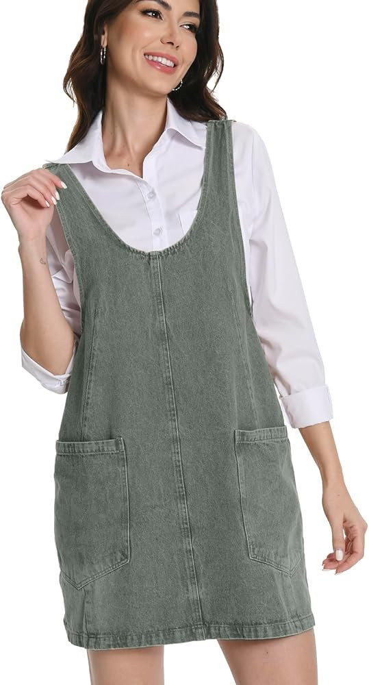 Denim Skirtall Dress for Women Jean High Roller Overalls Fashion Casual Sleeveless Mini Dress Jum... | Amazon (US)